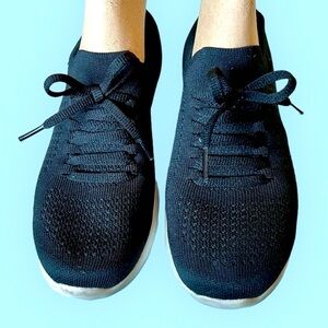 Skechers Air Cooled Goga Mat Black Lace Up Nylon Shoes Sz 6.5